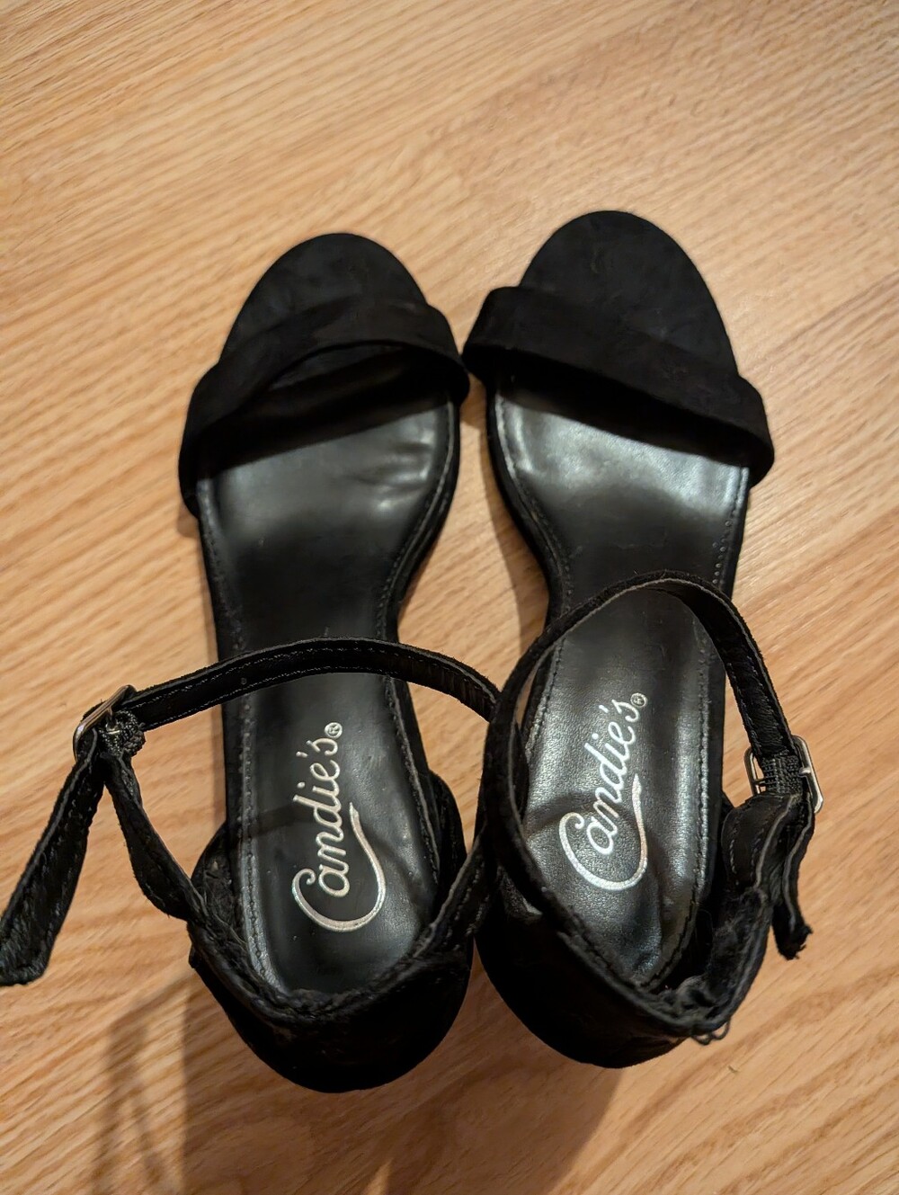 Candie's Black Ankle-Strap Open-Toe Sandals - Size 8